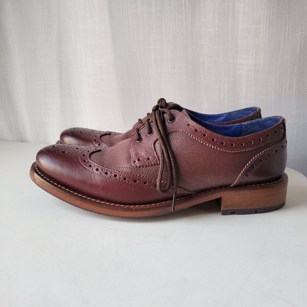 Ted Baker London Cassiuss 3 wingtip burgundy leather brogues shoes size 7.5